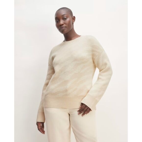 Everlane Alpaca Tiger Stripe Sweater | Sustainable Cream Animal Print Size M - Picture 4 of 8